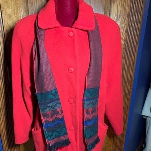 Red Wool Coat with 🧣 Scarf Size XL